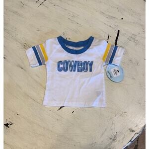 Wrangler Boys Infant Cowboy Shirt Size 0-3 Months 100% Cotton White Blue Yellow